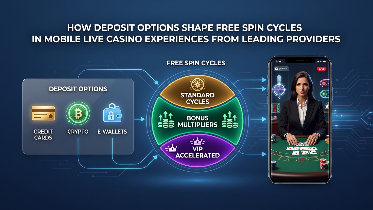 Mobile Live-Casino-Schnittstelle mit Free-Spin-Optionen und Zahlungsflüssen