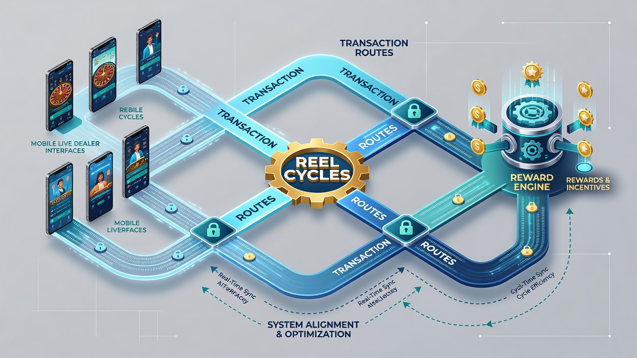 Illustration der Transaktionsflüsse und Reel-Synchronisation in portablen Live-Casino-Apps