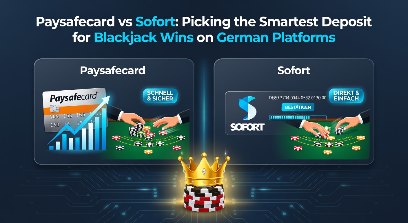 Vergleich von Paysafecard und Sofort als Einzahlungsmethoden für Online-Blackjack in Deutschland, mit Grafiken zu Gebühren und Geschwindigkeit
